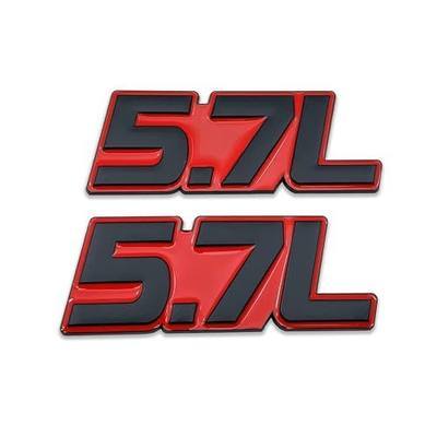2X Metal 5.7L Logo Emblem Premium 3D 5.7 Badge Car Door Fender Sticker Side Wing Decal Auto Trunk Replacement for Universal Vehicle (5.7L,Black&Red)