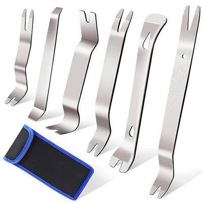6pcs Metal Trim Removal Tool, Auto Pry Tool Kit Trim Removal Tool Set for Vehicle Door Panel (Silver)