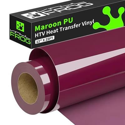 VINYL FROG Maroon Heat Transfer Vinyl Roll 12" x25ft Burgundy Iron on Vinyl | Wine Red HTV Vinyl Roll for All Cutter Machine, Stretchy & Machine Washable Easy to Cut & Weed for Heat Press Design