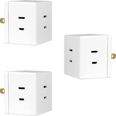 GE 3-Outlet Extender, 3 Pack, Grounded Wall Tap, Adapter Spaced, 2-Prong, Polarized, Multiple Plug, Power Splitter, Cruise Essentials, Use for Home Office School Dorm, UL Listed, White, 54768