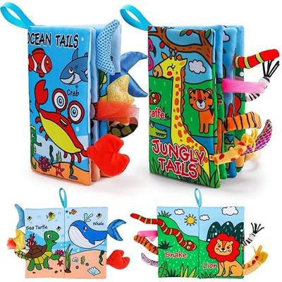 2PCS Baby Books Toys 0-6 Months Infant Tummy Time Sensory Travel Toys 3 4 5 6 Month Crinkle Touch Feel Busy Soft Book for Babies 0-3 3-6 6-12 Months Newborn Essentials Must Haves Boy Girl Shower Gifts