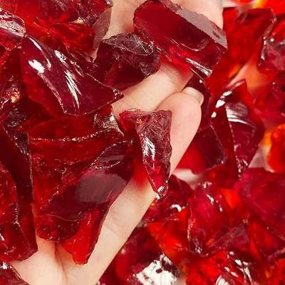 2lb Red Glass Rock, Borken Dark Red Glass Pieces Irregular Fire Glass for Decorative Crafts Propane Fire Pit