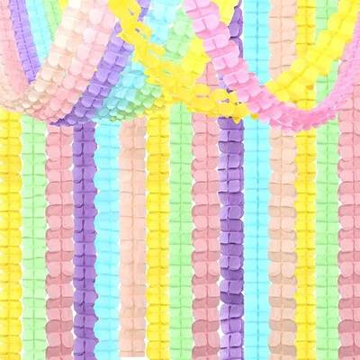 Pastel Rainbow Party-Decorations Streamers Garland - 12pcs 4-Leaf Clover Paper Streamer Baby Shower Wedding Banners Boy Girl kids Birthday Birthday Supplies Decor Ouruola