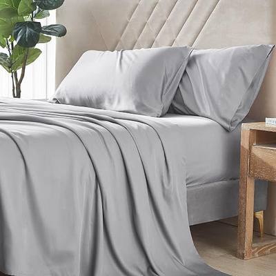 EHEYCIGA Cooling Sheets, Bed Sheets, Sliver Grey Sheets King with Deep Pocket, Machine Washable, 4 Pcs Set Includes Flat Sheet, and 2 Pillowcases