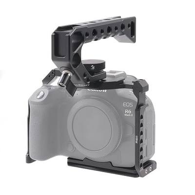 Hersmay EOS R6 II / R6 III Camera Cage with Top Handle for Canon EOS R6 Mark II, R6 Mark III Mirrorless Camera Aluminum Alloy Film Movie Making Camera Video Cage with Shoe Mount