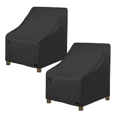 NettyPro Patio Chair Covers Waterproof Outdoor Furniture Swivel Recliner Rocking Lounge Deep Seat Cover, Fits up to 26"W x 28"D x 28"H, 2 Pack, Black