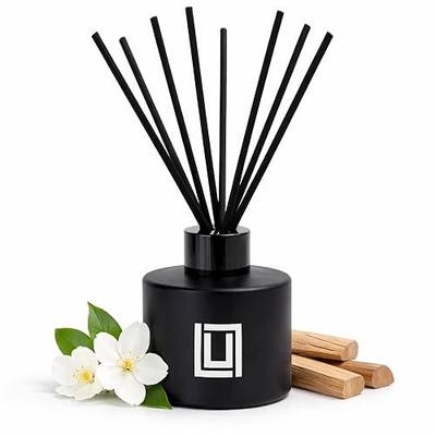 Lulu Candles | Reed Diffuser Set | Jasmine, Oud & Sandalwood | 6 Reed Sticks | Scent Diffuser for Bedroom Bathroom Living Room & Office - 4.2 FL Oz.