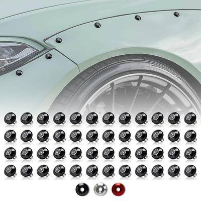M6 Black Anodized Aluminum Washer Fender Flare Hardware Kit | 48-set · 18mm (0.71") OD M6 tapered washer · stainless m6 dress up bolt, for mud flap, license plate, widebody