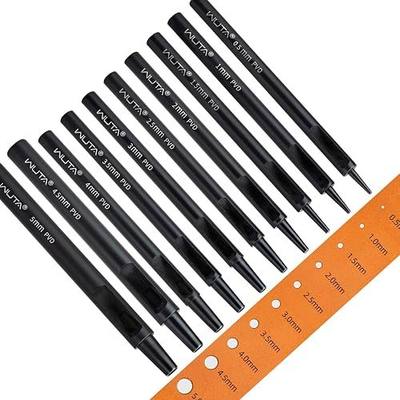 WUTA PVD Coated Leather Hole Punch Set (0.5mm-5mm), High-Carbon Steel Precision Round Punches for Belt & Watch Strap Making, Rust-Resistant Sharp Edge Craft Tools(0.5+1+1.5+2+2.5+3+3.5+4+4.5+5mm)
