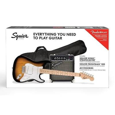 Squier Sonic Series Stratocaster Pack - 2-color Sunburst | Complete bundle with amp, cable, and strap, ideal for beginners, Stratocaster tone, plug-and-play ready