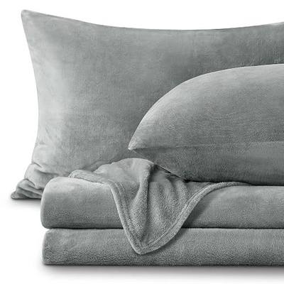 BEDELITE Flannel Sheets Queen Size Bed Set, Grey, 4 Pieces | 100% Polyester Flannel Sheets, Double-Sided Plush Fleece, A Fluffy Velvety Feel, 16" Deep Pocket. Fuzzy Warm Gift & Decor