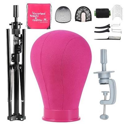 23In Wig Stand Wig Head with Tripod, Wig Head Stand Mannequin Head(Rose) | Adjustable Tripod Table Clamp