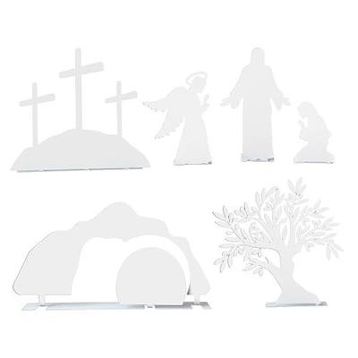 Easter Nativity Advent Holy Week – Christian Resurrection Scene Set for Families, Faith-Based Religious Display and Home Décor, Simple Spiritual Tradition (White Powder Coat, Standard)