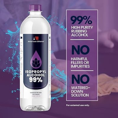American Ethanol Isopropyl Fluid 99% Technical Surface Cleaner - Multi-Surface Maintenance, Residue-Free Formula (32 Fluid Ounces)