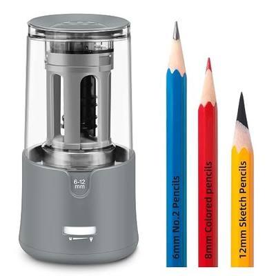 Electric Pencil Sharpener, Super Sharp for Colored Pencils, Auto Stop, Fast Sharpen Pencil Sharpener Plug in for 6-12mm No.2/Colored/Sketch Pencils, Suit for School, Office (Gray)