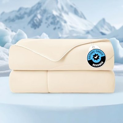 Cozy Bliss Cooling Comforter Queen Size, Cooling Blankets for Hot Sleepers and Night Sweats, Blue Summer Comforter for Queen Size Bed, Breathable Soft Lightweight Silk Smooth
