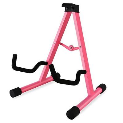 EASTROCK Professional Portable Black Tripod A Frame Guitar Stand - Acoustic & Electric Guitar, Bass - Pink