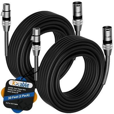 XLR Microphone Cables (30FT, 2-Pack), XLR Male to Female Balanced Mic Cable, 3-Pin Shielded Speaker Cord, Zinc Alloy Connectors, Premium 22AWG Pure Copper, Metal Spring SR, Recording Studio, Podcast