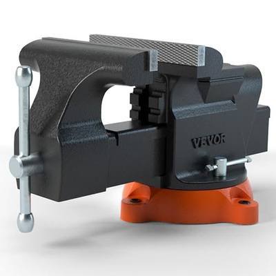 VEVOR Bench Vise, 6-inch Jaw Width 5.9-inch Jaw Opening, 360-Degree Swivel Locking Base Multipurpose Vise w/Anvil, Heavy Duty Ductile Iron Workbench Vise w/Bolts & Nuts, for Drilling, Pipe Cutting | 5.9-inch Jaw Opening