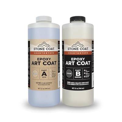 Stone Coat Art Coat Epoxy Resin Kit, UV-Resistant Epoxy Coating, 1/2 Gal | Extended Working Time, Zero VOC, Food-Safe Epoxy for Light & White Countertops, Arts, Crafts, Tumblers & Coasters
