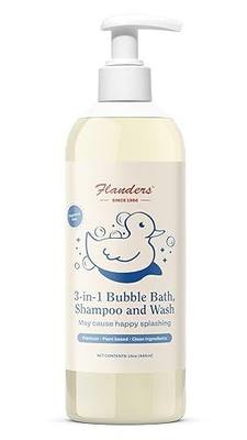 Flanders 3-in-1 Baby Bubble Bath, Shampoo & Body Wash 15oz Bottles with Pump | Tear-Free, Hypoallergenic Cleanser with Jojoba, Coconut & Argan Oil, Fragrance Free for Sensitive Skin