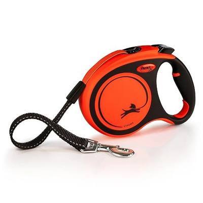 FLEXI® Xtreme Tape Retractable Dog Leash, Large, 16 ft - Orange/Black | German engineered, original flexi leash, durable quality for dogs up to 143 lbs, tangle-free, walking, reliable brake system
