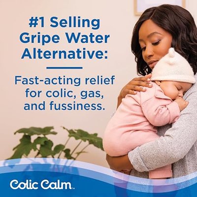 Colic Calm Infant Gripe Water for Colic, Gas & Fussiness, 1.7 fl oz (50 mL) | Liquid Dietary Supplement for Babies, Helps Soothe Upset Stomach, Gas, Reflux & Hiccups, Free From Artificial Additives