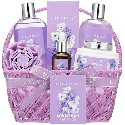 Spa Gifts Set, Birthday Gift for Mom - Lavender Spa Gift Baskets for Women | Bath and Body Gifts Set | Mothers Day Gifts for Mom, Self Care, Spa Kit, Spa Gift for Valentines Day, Christmas, All Occasion