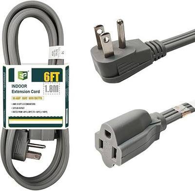EP 6 Ft Heavy Duty Appliance Extension Cord, 14 AWG 3-Prong Flat Plug,Gray | 14 Gauge, 3 Prong Grounded, For Air Conditioners, Refrigerators, Microwaves, Washing Machines, Indoor Use