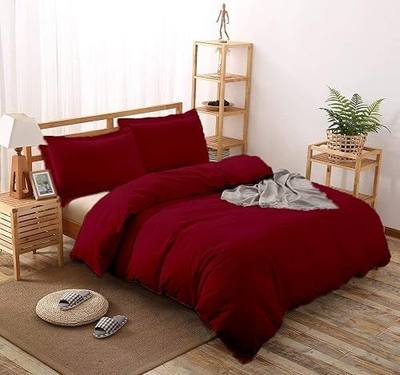 Crown Collection Premium Quality Alaskan King 120x136 Burgundy Solid Duvet Cover Set Zipper Closure & Corner Ties Easy Fit,Breathable 800-TC Ultra Soft Pillow Sham 2pc 100% Soft Egyptian Cotton