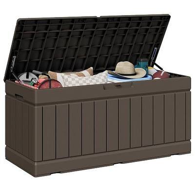 JUMMICO 78 Gallon Deck Box Waterproof Resin Outdoor Storage Box | for Patio Furniture Cushions, and Garden Tools