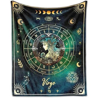 Virgo Blanket Gifts, 80" x 60" Rectangular Flannel Zodiac Throw Blanket Cozy, Gift for Boys Girls Teen Women Men Tarot Cards Lovers Birthday Anniversary Festival