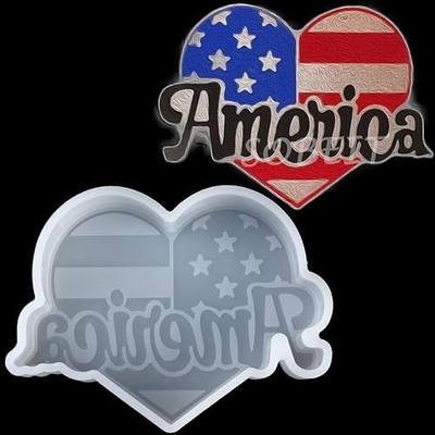 SOBEIT America Flag Heart Shape Car Freshies Mold, Silicone Freshie Mold, Silicone Epoxy Resin Mold for Freshie Making Aroma Bead Soap Candle Wax Melt Baking Candy Key Pendant Clay DIY Craft Gift