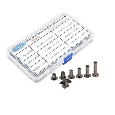 120pcs Chicago Screws Binding Screw Posts Assortment Kit, 6 Sizes(M5 x 6/8/10/12/15/20mm), Carbon Steel Nickel-Plated (Black)