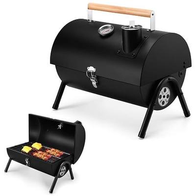 Joyfair Portable Charcoal Grill with Thermometer, Small BBQ Camping Grills | For Outdoor Backyard Party Tabletop Barbecue Cooking, Extra Thick Steel & Heavy Duty, Innovative Design & Easy Assembly