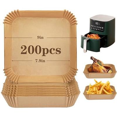 Moretoes Air Fryer Paper Liner Square Parchment Liner 200pcs 7.9 Inch Disposable Non-stick Cooking Paper for Microwave, Oil Resistant Waterproof Paper Liner for Frying Baking Cooking Roasting