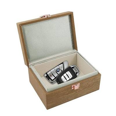 Faraday Box, Faraday Key Fob Protector, Faraday Cage, Key Fob Signal Blocker Box (Mini Imitation Wood)