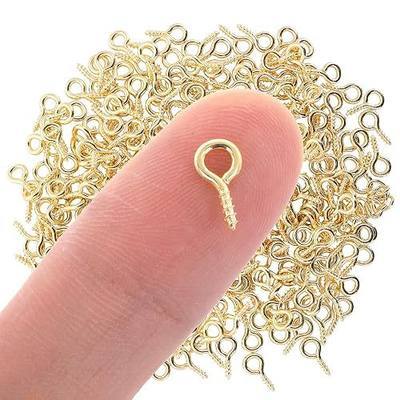 300PCS Jewelry Making Mini Eye Pins and Hooks - Gold Tone Clasps and Screws