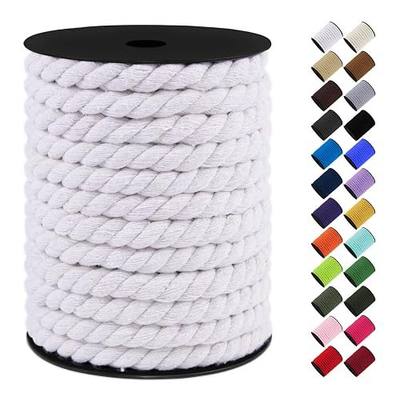 Cotton Macrame Cord 10mm x 75ft, Thick Macrame Rope Yarn, 3 Strand Twisted Cotton Rope for DIY Crafts, Wall Hanging, Plant Hangers, Rope Basket