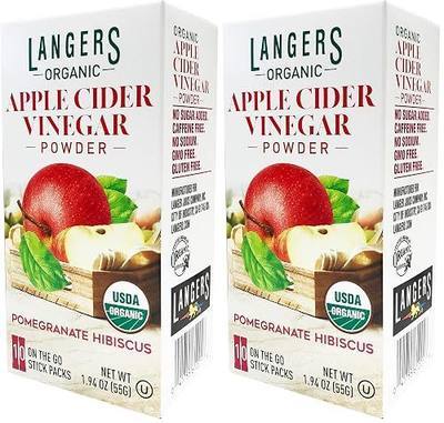 Langer's Organic Apple Cider Vinegar Powder Sticks, Pomegranate Hibiscus, Pack Of 20, 1 Ounce (Pack of 1)