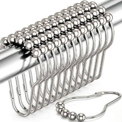 Rust Proof Shower Curtain Hooks, Stainless Steel Curtain Rings, Pack of 12 | Stainless Steel Shower Rings with Smooth Roller Balls & Secure Lock Clasps for Effortless Gliding & Quick, Easy Installation