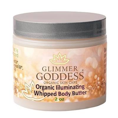 Glimmer Goddess Shimmer Body Butter with Organic Whipped Shea Butter for Hydration, Moisturizing & Silky Natural Glow - Diamond Subtle, 2 oz