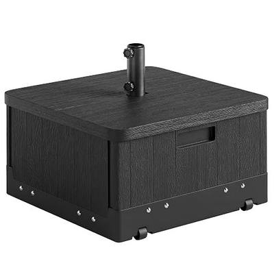 Outsunny 2-in-1 Outdoor Umbrella Base, Planter Box, 175 lbs. Capacity Black | Drain Hole, Heavy Duty Fillable Patio Umbrella Stand Table, Wheels and Handles, Deck Poolside