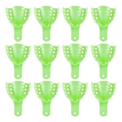 JMU Dental Impression Trays, 5 Small Upper, Autoclavable, 12 Pcs | Perforated Disposable Impression Trays, Plastic, Green