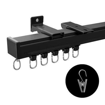 MaKefeile Ceiling Curtain Track,Curtain Track Wall Mounted,Ceiling Mount Rail Room Divider Tracks Extra Long Curtains Rod for Living Room Bedroom Patio Sliding Door Curtains with Clips,Black 9ft