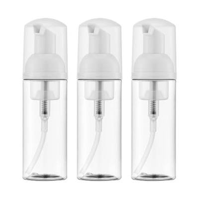 Travel Foam Pump Bottle - 2oz Small Size Foaming Hand Soap Dispenser - Mini Portable Mousse Lash Shampoo Kit Container for Hair - Empty Leak Proof Plastic Clear Foamer for Liquid Toiletry 3Pack