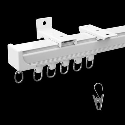 MaKefeile Ceiling Curtain Track,Curtain Track Wall Mounted,Ceiling Mount Rail Room Divider Tracks Extra Long Curtains Rod for Living Room Bedroom Patio Sliding Door Curtains with Clips,White 15ft