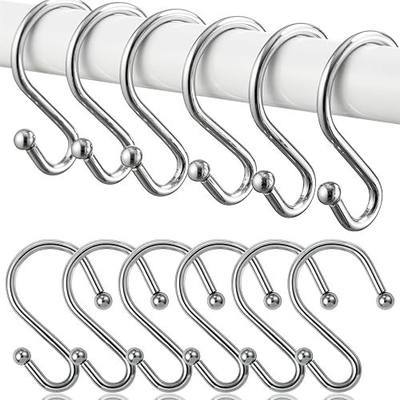 Shower Curtain Hooks, Metal Shower Hooks for Shower Curtain Rod, Rust Proof Metal Shower Curtain Rings, Decorative S Shower Hook (Chrome)