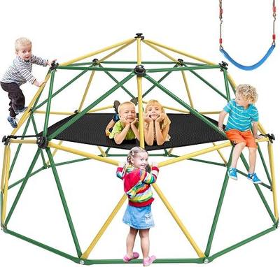 Climbing Dome with Hammock Swing Seat 10ft Outdoor Jungle Gym Kids Playset