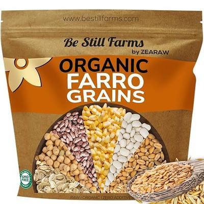 Be Still Farms Farro Grain Organic (4.8 lb) - Whole Emmer Wheat Berries Bulk - Ancient Grains Ideal for Soup, Salad, Flour - High in Protein & Fiber | USA Grown | USDA Certified | Vegan | Non-GMO